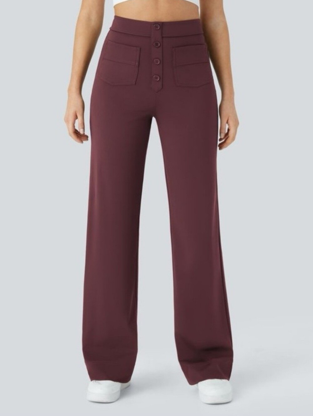 Halara High-Waist Straight Leg Pants in Burgundy NWOT - Picture 4 of 12